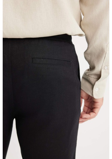 DeFacto Yazlık Jogger Keten Düz Paça Pantolon D7542AX25SPBK34