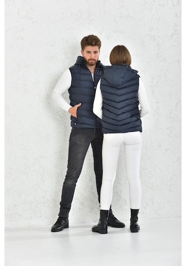 Wapp Unisex Lacivert Mikro Jel Dolgu Çıkarılabilen Fermuarlı Kapü Çok Renkli