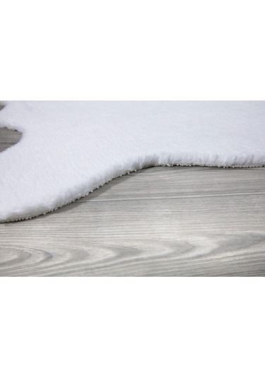Balat Halı Beyaz Peluş Yumuşak Bulut Desen Halı Beyaz