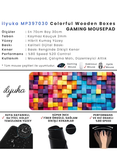 İlyuka Mousepad 70x30cm Büyük Boy Xl Mp397030 Colorful Wooden Box