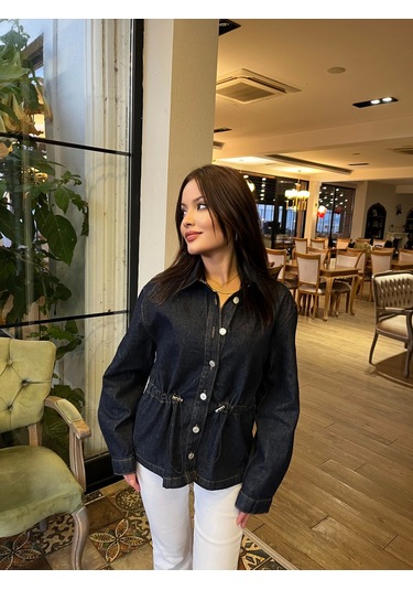 Keymoda Kadın Kot Gömlek Lacivert Lacivert