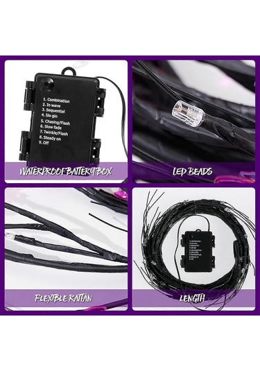 6ft 54led Cadılar Bayramı Söğüt Ağacı Dalı Işıkları Ip44 Su Geçirmez Led Sarmaşıklar Zamanlayıcı 8 Mod Pil İle Çalışan Kendin Yap Sarmaşıklar Işık Şeridi Dekorasyonları Dal Çok Renkli