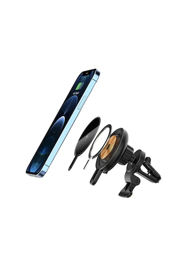 T9 15w Magsafe Araç Tutucu - Siyah Diğer