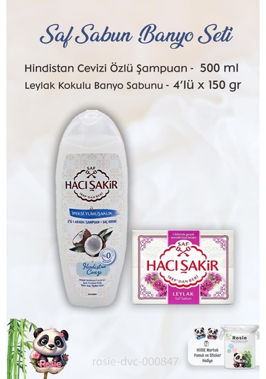 Hacı Şakir Hindistan Cevizi Şampuan 500 Ml, Leylak Kokulu Banyo Sabunu 4 X 150 Gr Ve Rosıe