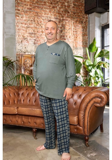 Aydoğan Erkek Emir Büyük Beden Kışlık Termal Gri Pijama Takımı 0545 Gri