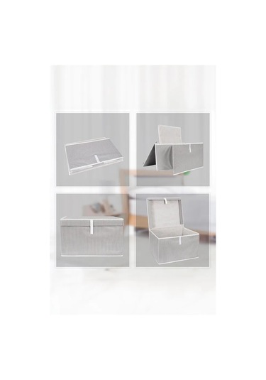 3 Adet Çok Amaçlı Kutu Maxi Boy Tela 50 40 30 Cm Gri-beyaz