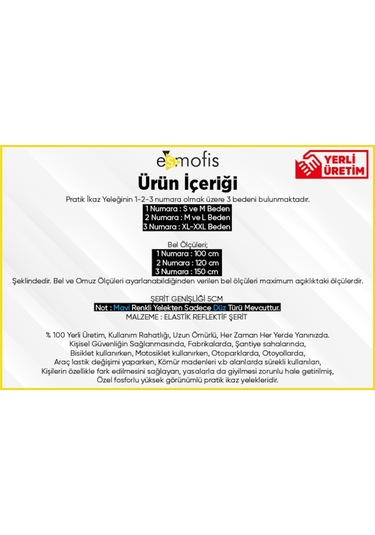 Yüksek Görünümlü Reflektörlü Pratik Şerit Ikaz Yeleği ( Esnek )