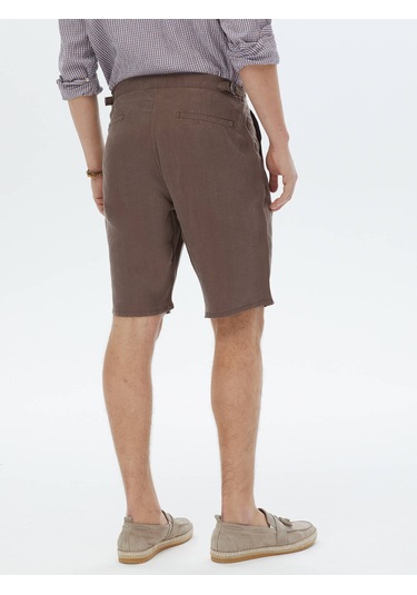 Kip Kahverengi Dokuma Carrot Fit Casual Bermuda Çok Renkli
