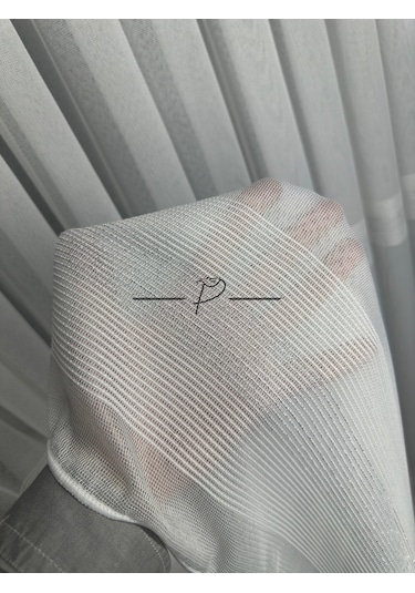 Tül Perde Bantlı Şerit Anotella Desen Lüx Armür 3 Farklı Renk Seçeneği Ekru-gümüş Şerit Çok Renkli