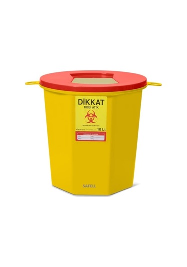 Safell Tıbbi Atık Kutusu - Tıbbi Atık Kovası 10 Litre 50 Adet