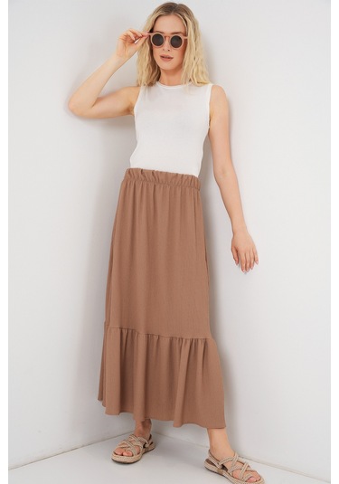 1886 Uzun Örme Etek - Camel CAMEL