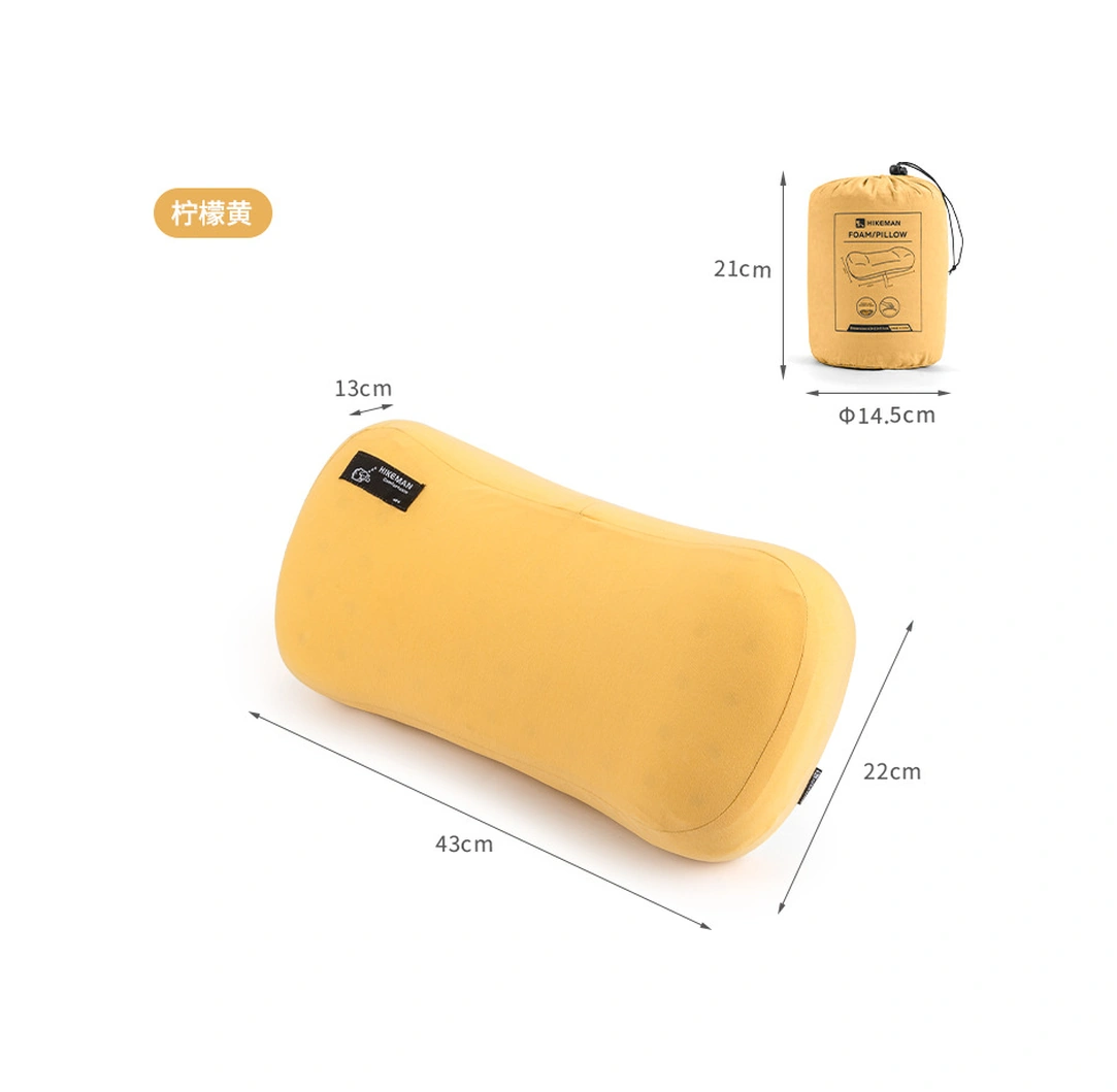 Hıkeman Kamp Yastığı Hafif, Memory Foam Seyahat, Kamp, Ofis Ve Bel Destek Yastığı Sarı