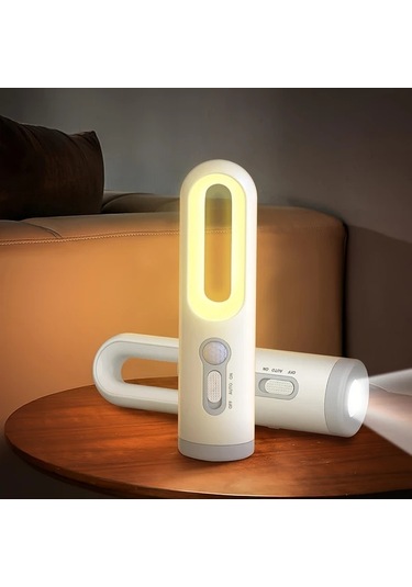 Brightnova 1pc Led Fener Gece Lambası Hareket Sensörlü Usb Şarjlı Taşınabilir Yatak Odası Okuma Kamp Acil Durum Altın