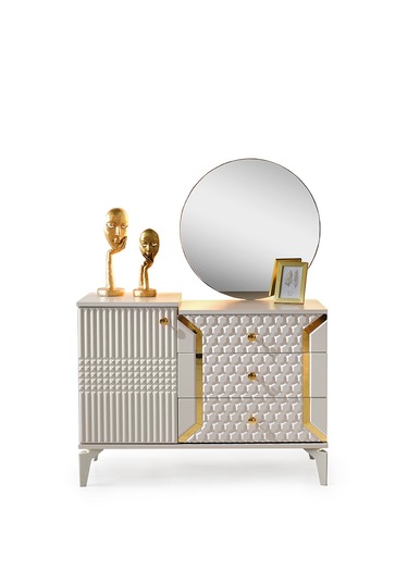 Milano Yatak Odası-mdf-kum Beji-6 Kapaklı Ve Aynalı-bazasız Traversli