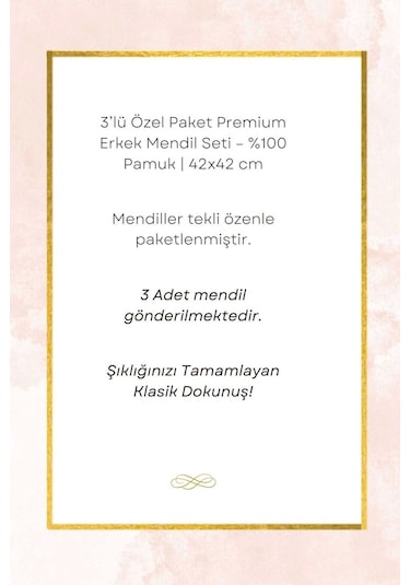 3 Lü Özel Paket Premium Erkek Mendil Seti %100 Pamuk 42x42 Cm Beyaz Çok Renkli