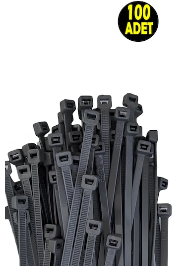 Siyah Plastik Cırt Kelepçe 4.8mm-38cm Kablo Bağı Elektrik Kablosu