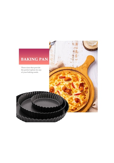 Xurunkeji Turta Kalıbı, Yapışmaz Turta Kalıbı, Yuvarlak Kiş Tart Tepsisi, Çıkarılabilir Tabanlı Pizza Tabağı, Fırın Kapları 14/20/24 Cm Siyah