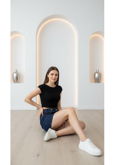 Divinus Crop Top T-shırt Siyah