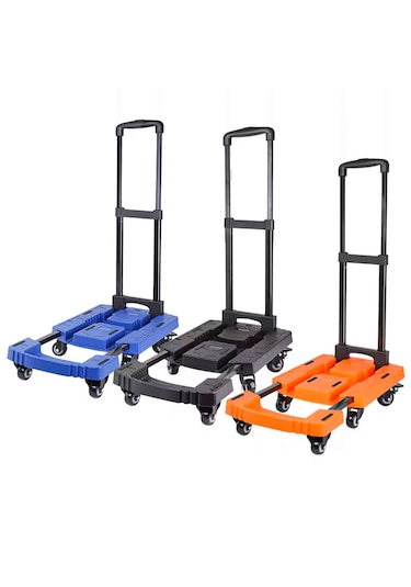 6 Tekerlekli Katlanabilir Paket Koli Taşıma Arabası Turuncu 200kg