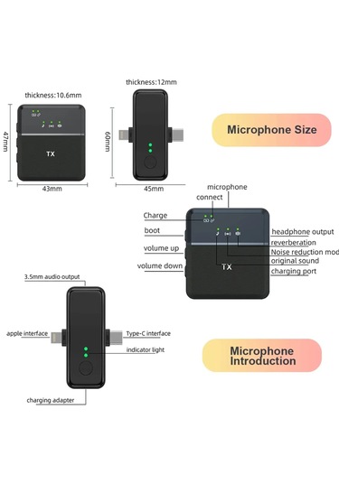 Sx31 Kablosuz Yaka Mikrofonu 3 İn1 Iphone Type-c Ve Jack Uyumlu