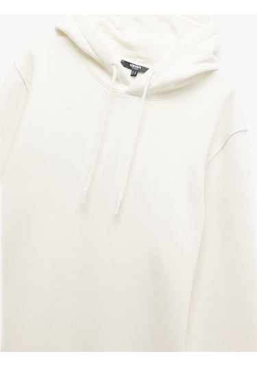 Koton Şardonlu Uzun Kollu Basic Kapşonlu Sweatshirt Beyaz 6wam70015mk Beyaz