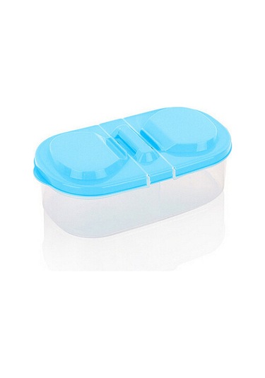 Moveevo Mavi Çift Bölmeli Kilitli Mutfak Depolama Kabı - Gıda Ve Tahıllar İçin Plastik Muhafaza Kutusu Diğer