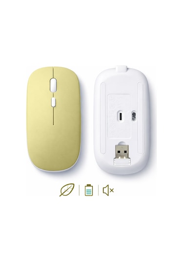 Type-c Şarjlı Bluetooth Mouse Apple Uyumlu MacBook iPad Laptop İnce Gövde Dongle Ve Kablo Dahil 13754