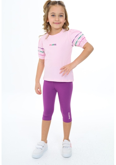 Toontoy Kız Çocuk Nakışlı Kaprili Takım Açık Pembe