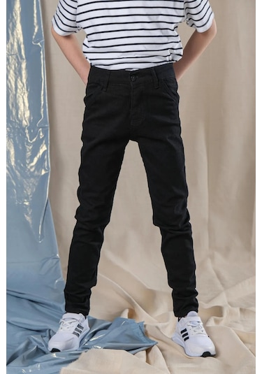 Erkek Çocuk Dar Paça Siyah Kot Pantolon Çok Renkli