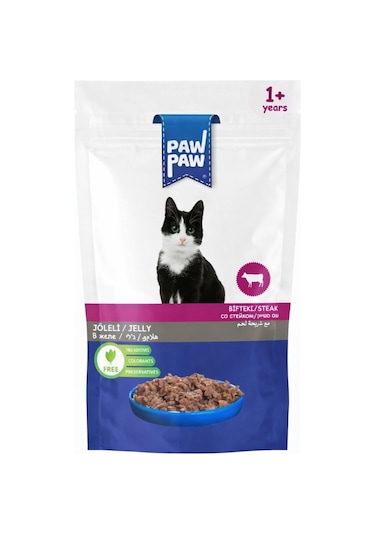 Paw Paw Kedi Yaş Maması Biftekli 85 Gr