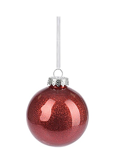 Kırmızı Işıltılı Şeffaf Yılbaşı Süsü 8 Cm