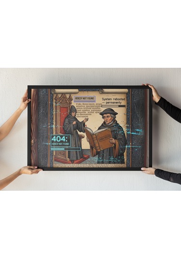 Martin Luther Çerçeveli Tablo Reformasyon Dönemi Mizahı Dini Ve Tarihi Dekor 30x42 Cm