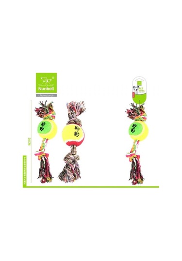 Nunbell Tenis Toplu Köpek Çekiştirme Oyuncağı Sert Diş İpi 30 Cm 1 Adet