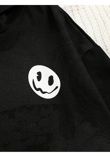 You Must Believe Sweatshirt - Siyah Baskılı Oversize Kapüşonlu Siyah
