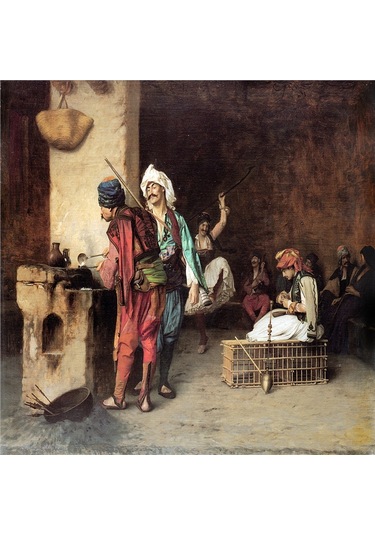 Oryantal Satranç Oynayanlar Kahveci Ve Sultan Süleyman Doğal Taş Bardak Altlığı 4'lü Set - Natural Stone Coasters - Taş Çok Renkli