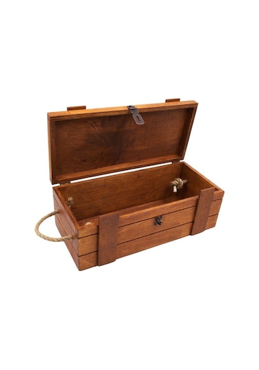 Ahşap Dekoratif Kilitli Büyük Kutu 34cm X 16cm Yükseklik 12cm Asma Kil