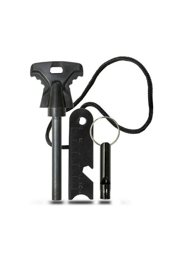 Dumles Acil Durum Magnezyum Çubuk Çakmaktaşı Hayatta Kalma Ateş Başlatıcı Çakmak Kiti Düdük Hediyel