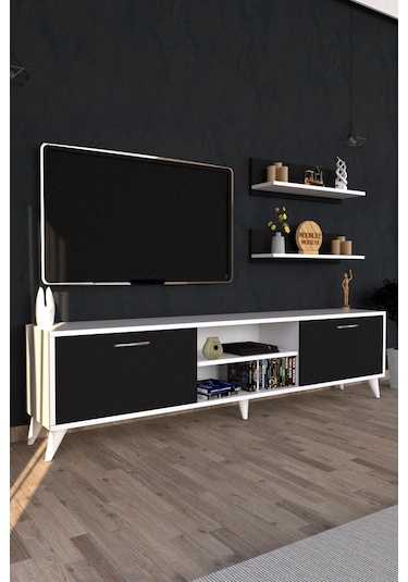 Moonlife Zümrüt Tv Ünitesi  Beyaz Siyah