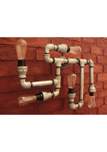 5 Başlıklı Endüstriyel Duvar Lambası Rustik Dekoratif Aplik Retro Duvar Apliği Dekor Avize Siyah