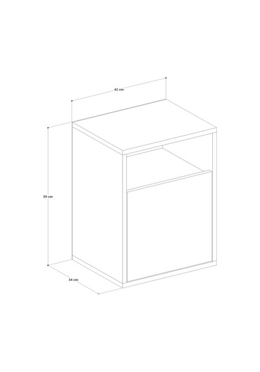 Detamob Kapaklı Raflı Komodin, %100 Mdf Sonoma/beyaz & Karbon Gri/sonoma Beyaz