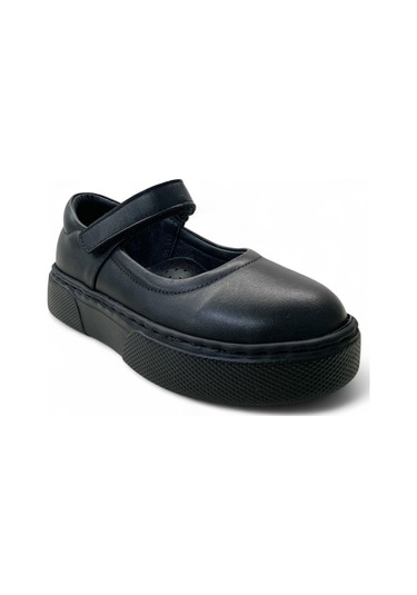 815 Hafif Kız Çocuk Okul Öncesi Deri Babet Siyah