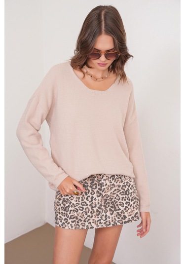 6901 Kadın Yumuşak Dokulu Basic Kazak Camel CAMEL