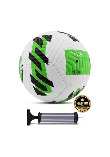Yeşil Yeni Desenli Futbol Topu 4 Astarlı No:5 480 Gr + Pompa Hediyeli X507 Yeşil - Beyaz
