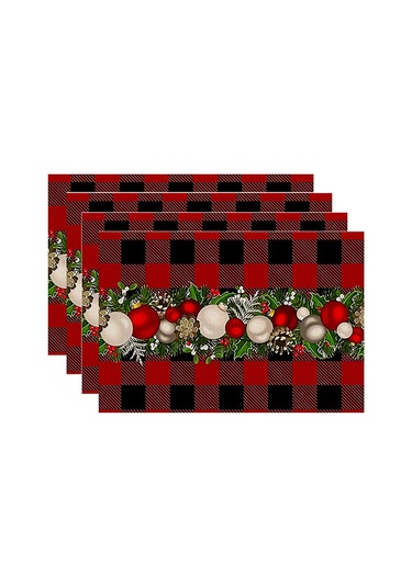 Xiaaokeji Adet Noel Ağaçları Kar Pembe Noel Amerikan Servisleri Kış Masa Örtüleri E Kırmızı