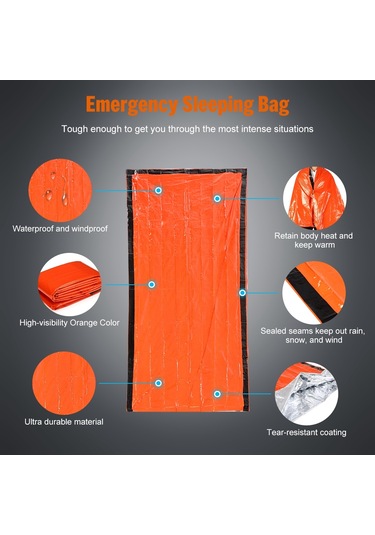 Açık Pe Alüminyum Film Acil Uyku Tulumu Turuncu