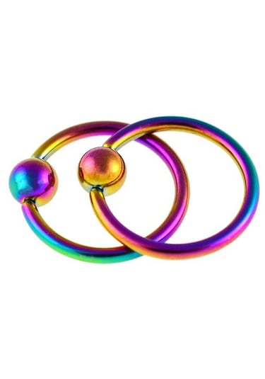 Homyl 1 Çift Paslanmaz Çelik Burun Tragus Dudak Tutucu Boncuklu Gökkuşağı Çok Renkli