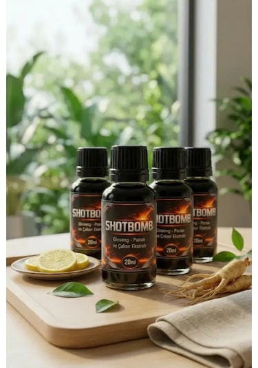 Shotbomb Ginseng Panax Çakşır Ekstratı Aktif Yaşam Takviyesi ''4x20ml''