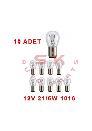 Skauto 10'Lu 12V 1016 P21-5W Çift Duy Park Stop Ampul BAY15D