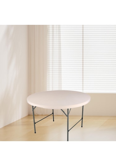 Suntek Fitted Yuvarlak Masa Örtüsü Elastik Kenar Şampanya