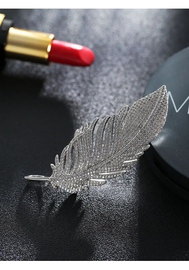 Beautiful Detail Takı Broş Tüy 123822787 Gri